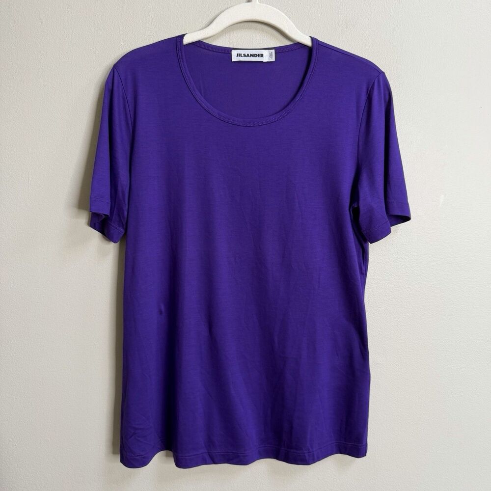 Jil Sander Royal Purple Short Sleeve Cotton Modal T-Shirt Size Large